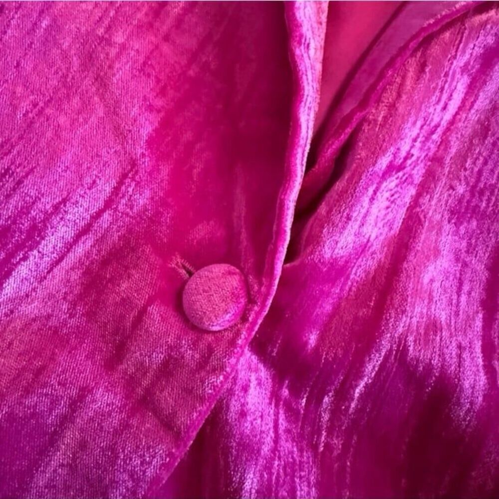 Nasty Gal Hot Pink Crushed Velvet Blazer Size 10 | Statement Party Jacket - Picture 6 of 10